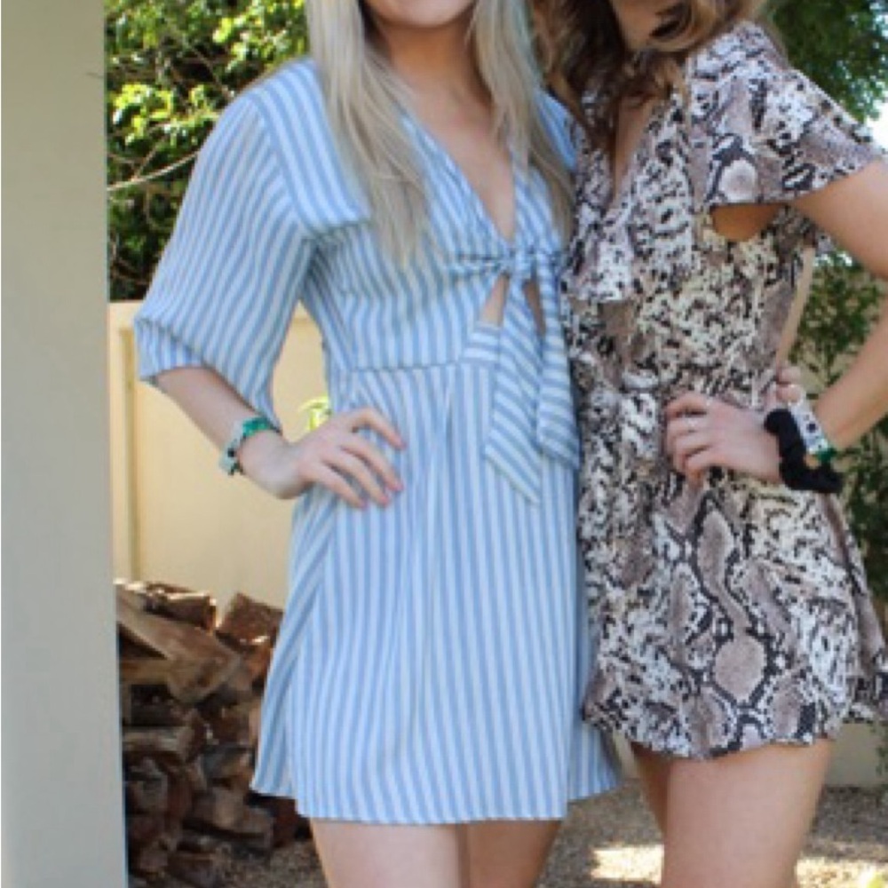 Blue and White Striped tie top Dress